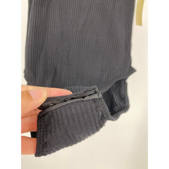 Emerette Womens Black Ribbed Spaghetti Strap Bodysuit NEW Size XL - Picture 10 of 10